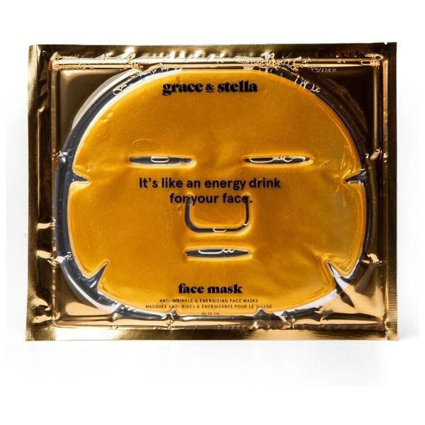 Grace & Stella Энергетическая маска для лица с коллагеном и коллоидным золотом против морщин Anti Wrinkle + Energizing Face Masks