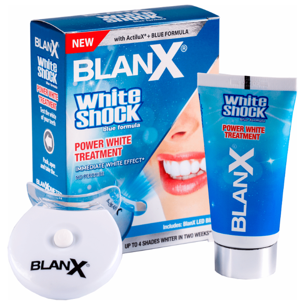 Зубная паста BlanX White Shock Power White Treatment 50 мл + LED Bite, моментальное отбеливание