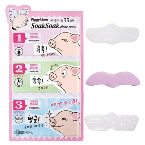 MEDIHEAL 3-шаговая маска для носа Piggy Mom Soak Soak Nose Pack