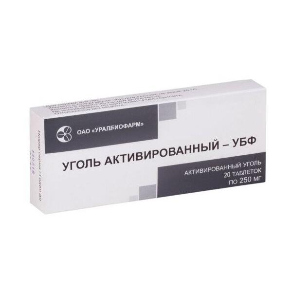 Уголь активированный-УБФ таб. 250 мг №20