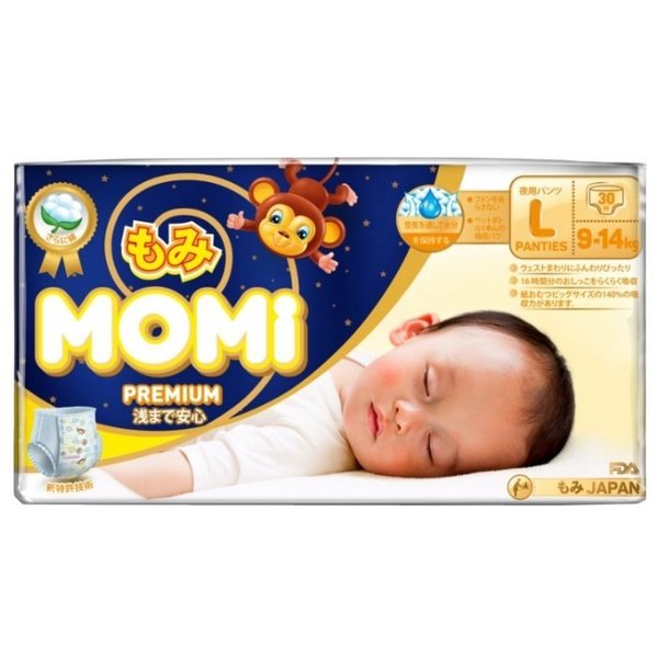 Momi трусики ночные Premium L (9-14 кг) 30 шт.