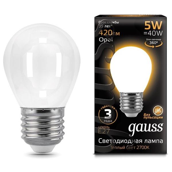 Лампа светодиодная gauss 105202105, E27, G45, 5Вт