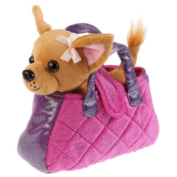 Мягкая игрушка My friends Собака в сиреневой сумочке 15 см