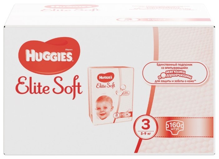 Huggies подгузники Elite Soft 3 (5-9 кг) 160 шт.