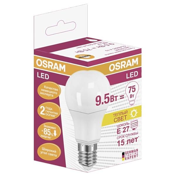 Лампа светодиодная OSRAM Led Star Classic 827 FR, E27, A60, 9.5Вт