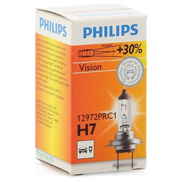 Лампа автомобильная галогенная Philips Vision +30% 12972PRC1 H7 12V 55W 1 шт.