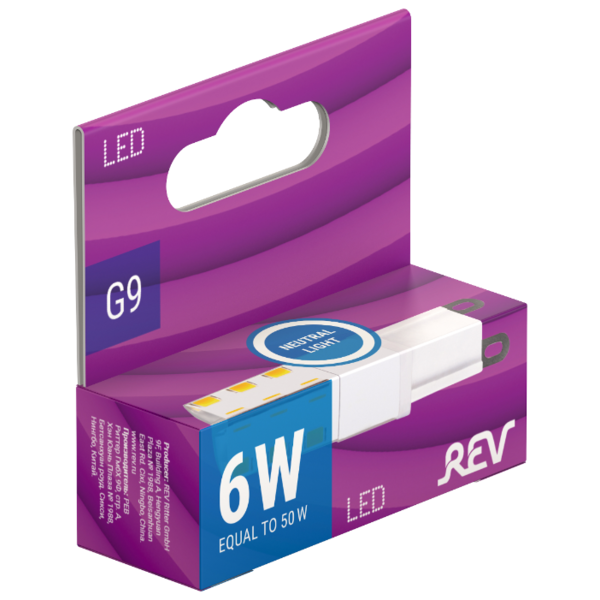 Лампа светодиодная REV 32384 6, G9, 6Вт