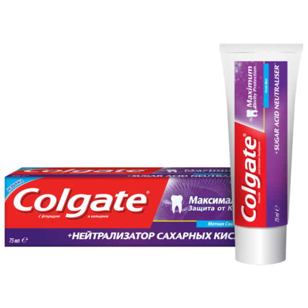 Зубная паста Colgate Максимальная защита от кариеса + Нейтрализатор сахарных кислот, мята