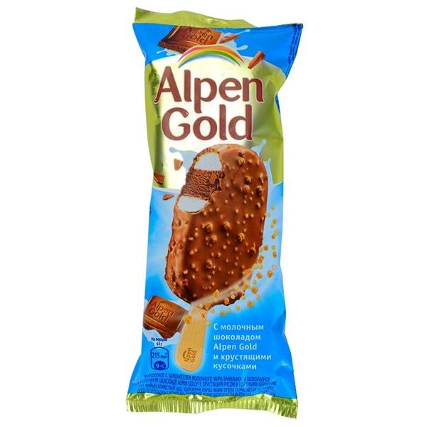Мороженое Alpen Gold Молочное с молочным шоколадом и хрустящими кусочками, 64 г