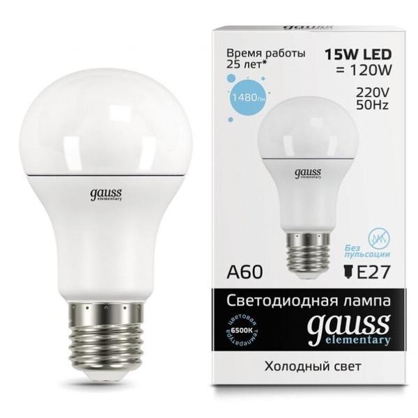 Лампа светодиодная gauss 23235, E27, A60, 15Вт