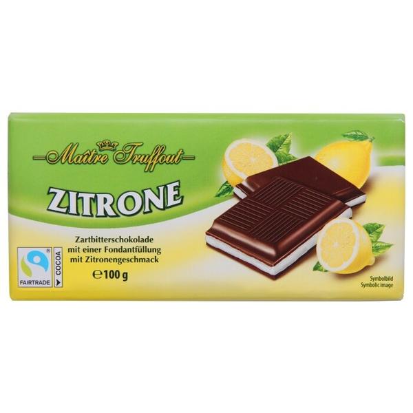 Шоколад Maitre Truffout Zitrone темный с помадной начинкой со вкусом лимона 50%