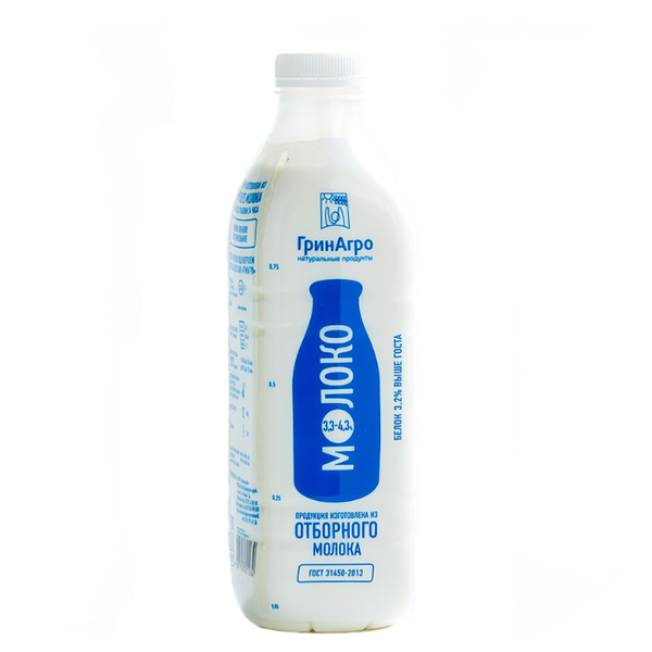 Молоко ГринАгро отборное 3.3%, 1 л
