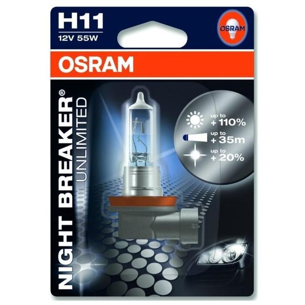 Лампа автомобильная галогенная Osram Night Breaker Unlimited 64211NBU H11 55W 1 шт.