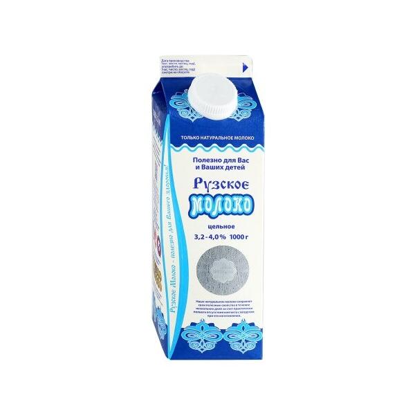 Молоко Рузское Молоко цельное пастеризованное 4%, 1 кг