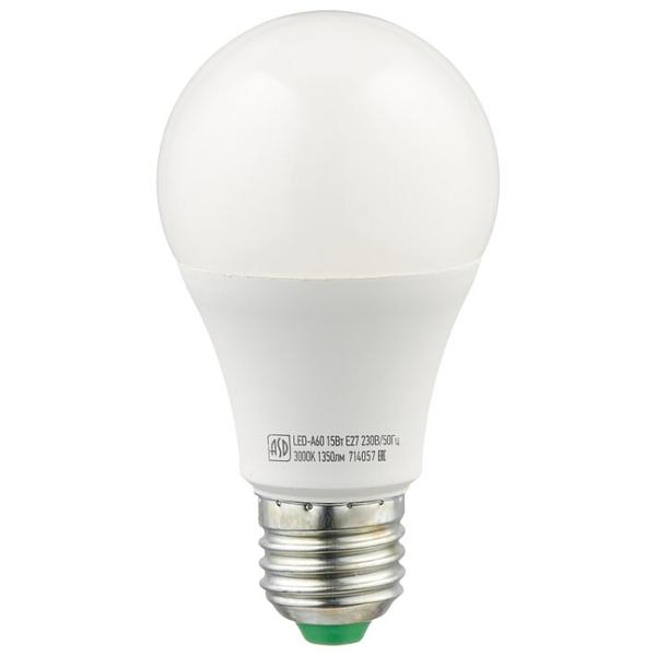 Упаковка светодиодных ламп 10 шт ASD LED-STD 3000К, E27, A60, 15Вт