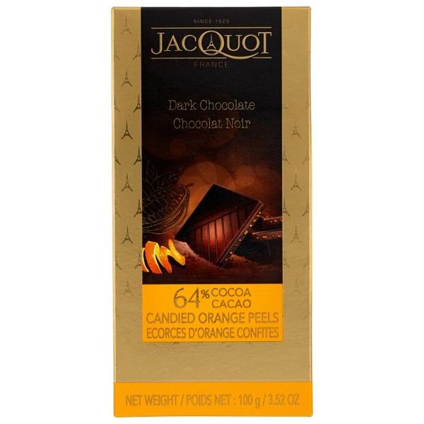 Шоколад Jacquot темный с цукатами из апельсиновых корочек, 64% какао
