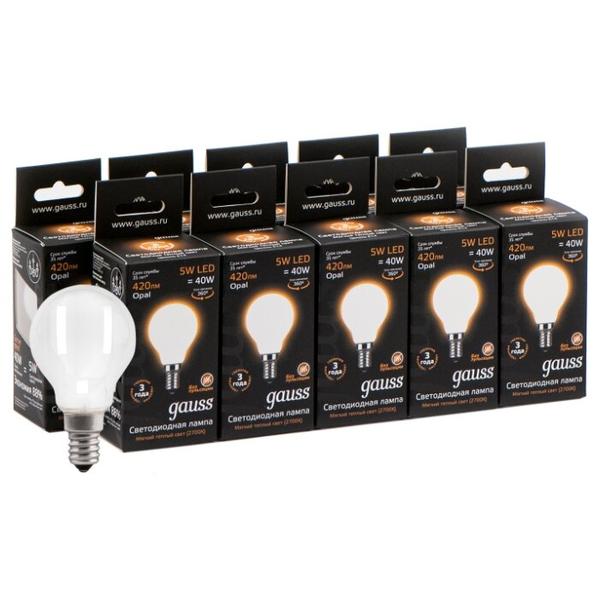 Упаковка светодиодных ламп 10 шт gauss 105201105, E14, 5Вт