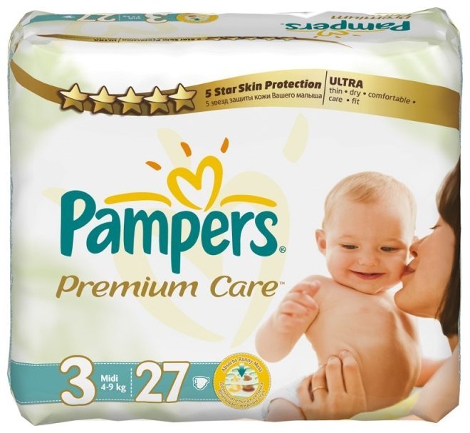 Pampers подгузники Premium Care 3 (4-9 кг) 27 шт.