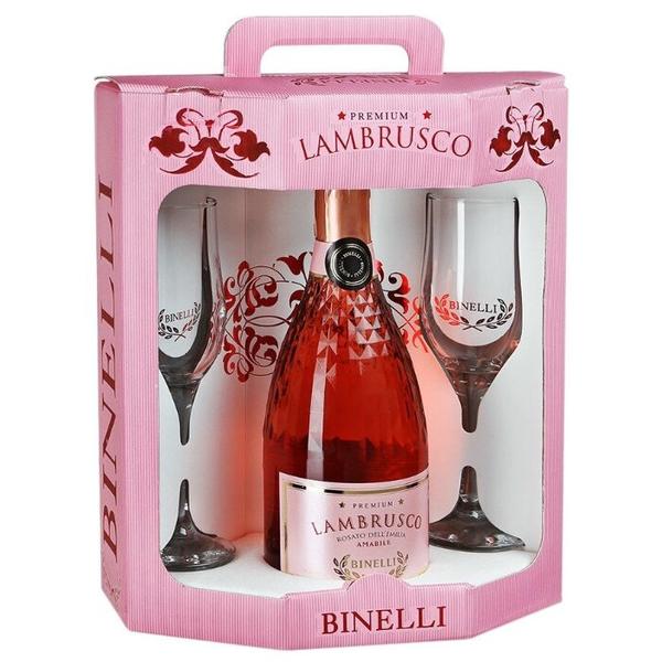 Игристое вино Binelli Premium Lambrusco Rosato Amabile, Dell'Emilia IGT 0,75 л в п/у