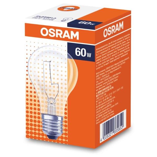 Лампа накаливания OSRAM Classic CL, E27, A55, 60Вт