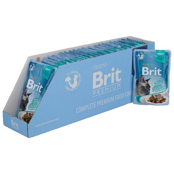 Корм для кошек Brit Premium беззерновой, с говядиной 24шт. х 85 г (кусочки в соусе)