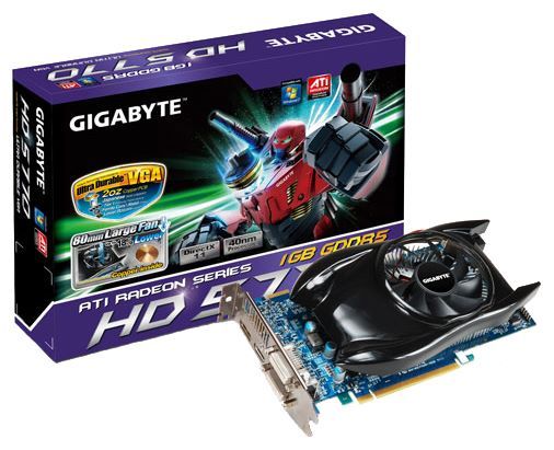 GIGABYTE Radeon HD 5770 850Mhz PCI-E 2.0 1024Mb 4800Mhz 128 bit 2xDVI HDMI HDCP UDV