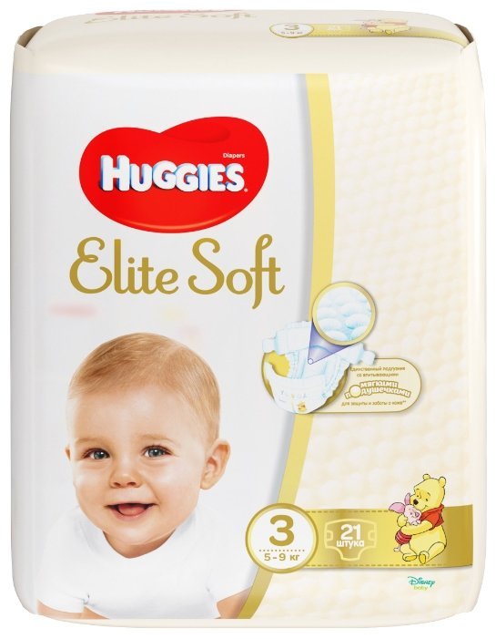 Huggies подгузники Elite Soft 3 (5-9 кг) 21 шт.