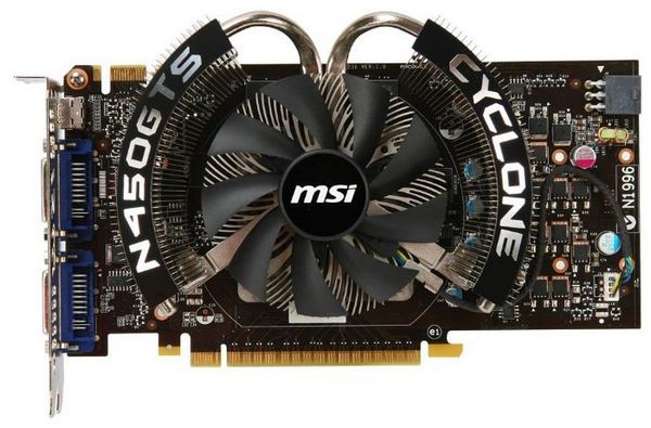 MSI GeForce GTS 450 783Mhz PCI-E 2.0 1024Mb 3608Mhz 128 bit 2xDVI Mini-HDMI HDCP Cyclone