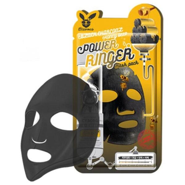 Elizavecca Тканевая маска с древесным углем и медом Black Charcoal Honey Deep Power Ringer Mask