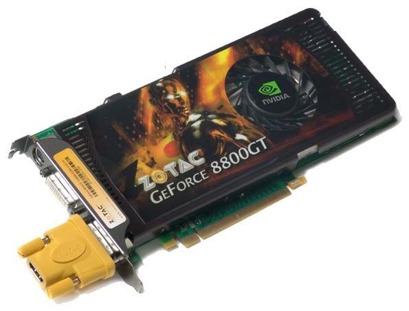 ZOTAC GeForce 8800 GT 660Mhz PCI-E 2.0 512Mb 1800Mhz 256 bit 2xDVI TV HDCP YPrPb HDMI