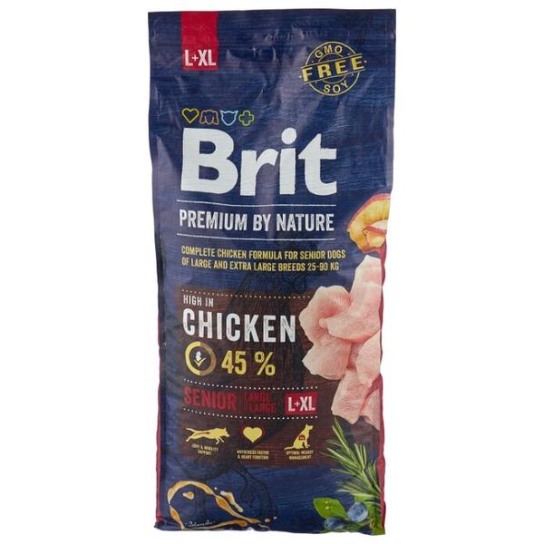 Корм для пожилых собак Brit Premium by Nature курица (для крупных пород)