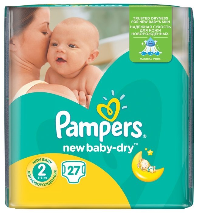 Pampers подгузники New Baby-Dry 2 (3-6 кг) 27 шт.