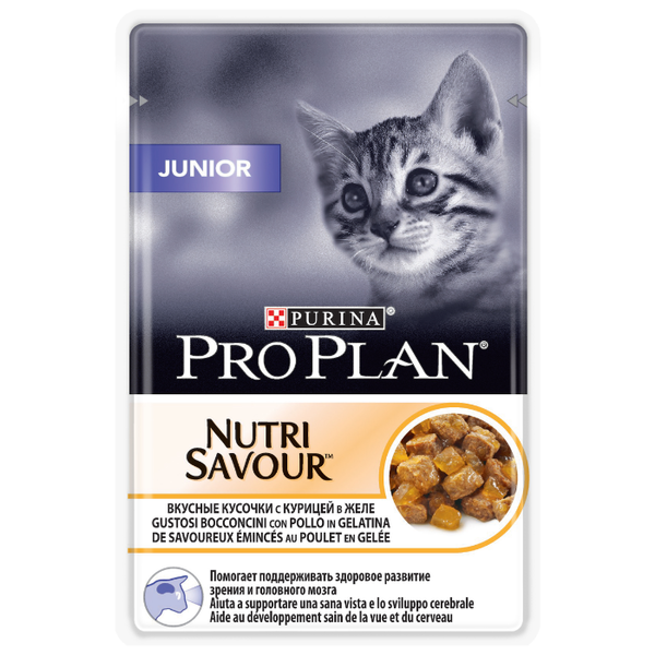 Корм для котят Pro Plan Nutrisavour беззерновой, с курицей 85 г (кусочки в желе)