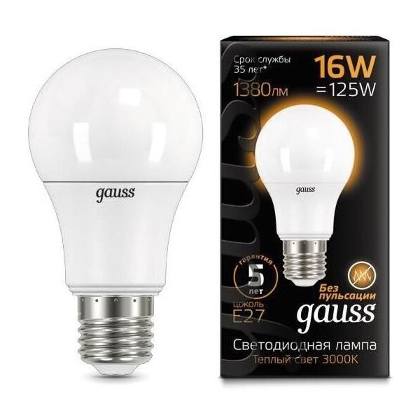 Лампа светодиодная gauss 102502116, E27, A60, 16Вт
