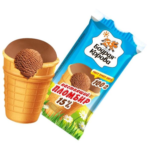 Мороженое Бодрая Корова Настоящий пломбир шоколадный, 100 г