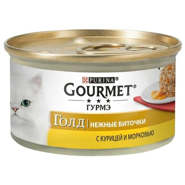 Корм для кошек Gourmet Голд Нежные биточки с курицей и с морковью 85 г (кусочки в соусе)