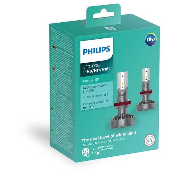 Лампа автомобильная светодиодная Philips Ultinon LED 11366ULWX2 H8/H11/H16 12V 2 шт.