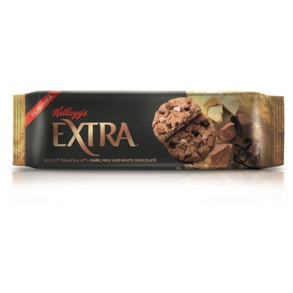 Печенье Kellogg's Extra гранола с темным, молочным и белым шоколадом, 150 г