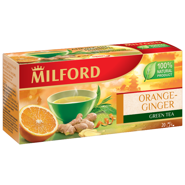 Чай зеленый Milford Orange-ginger в пакетиках