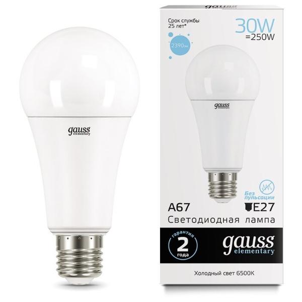 Лампа светодиодная gauss 73239, E27, A67, 30Вт