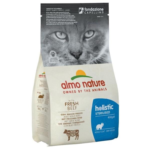 Корм для стерилизованных кошек Almo Nature Holistic для профилактики МКБ, с говядиной и с рисом