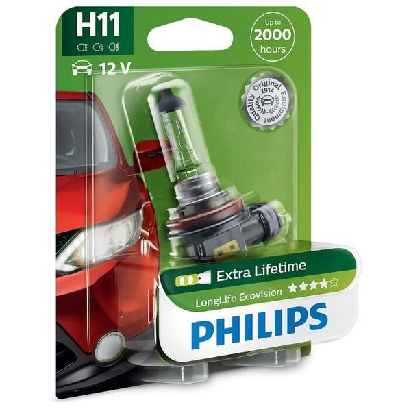 Лампа автомобильная галогенная Philips LongLife EcoVision 12362LLECOB1/12362LLECOC1 H11 12V 55W 1 шт.