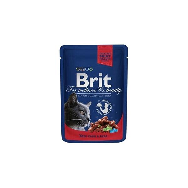 Корм для кошек Brit Premium беззерновой, с говядиной и с горошком 100 г (кусочки в соусе)