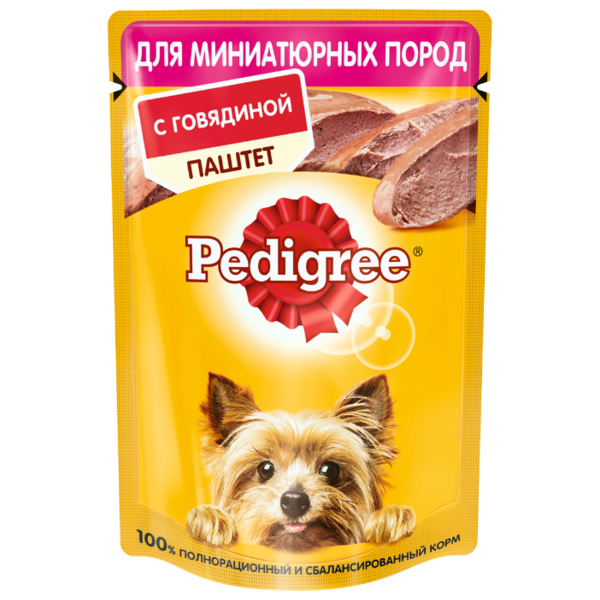 Корм для собак Pedigree для профилактики МКБ, для здоровья кожи и шерсти, говядина (для мелких пород)