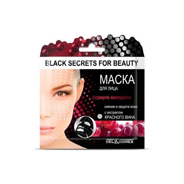 Belkosmex Black Secrets for Beauty тканевая маска Формула молодости с экстрактом красного вина