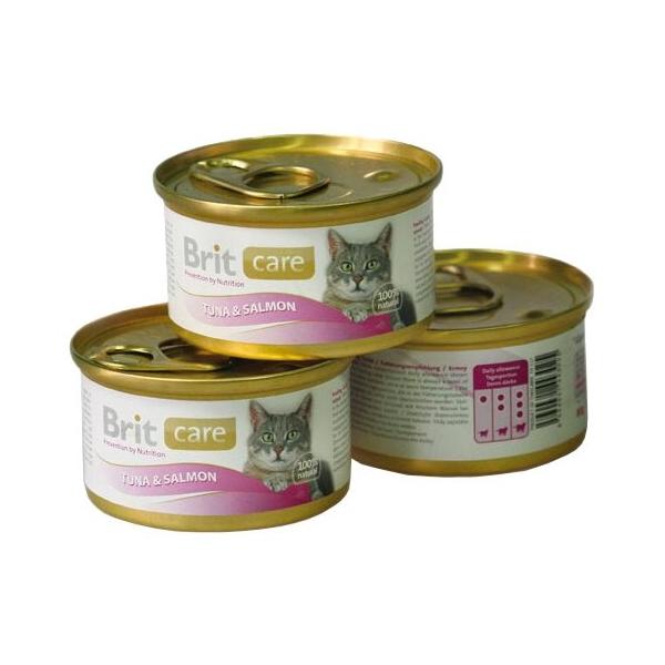 Корм для кошек Brit Care с лососем, с тунцом 80 г (мини-филе)