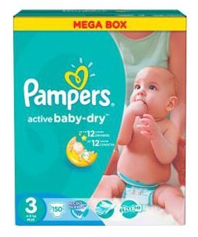 Pampers подгузники Active Baby-Dry 3 (4-9 кг) 150 шт.