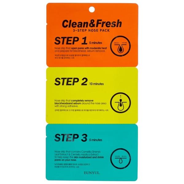 Eunyul трехэтапные полоски Clean & Fresh для носа