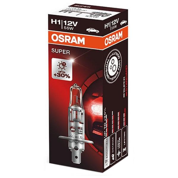 Лампа автомобильная галогенная Osram Super 64150SUP +30% H1 55W 1 шт.