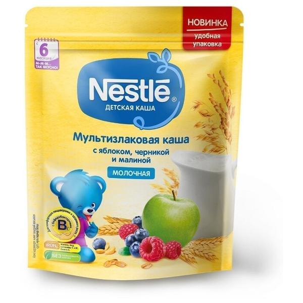 Каша Nestlé молочная мультизлаковая с яблоком, черникой и малиной (с 6 месяцев) 220 г дойпак